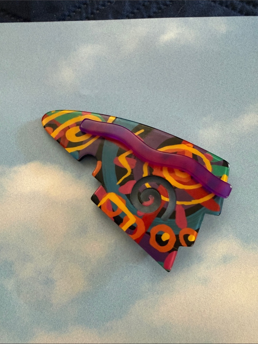 Colorful Abstract Acrylic  brooch - Multicolor